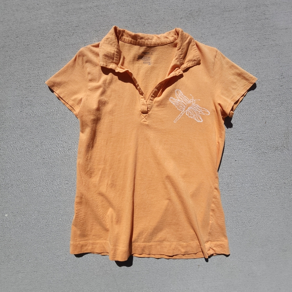 Old Navy Women’s Vintage Y2K  Light Orange Cotton Polo Shirt Size Large. 2004.